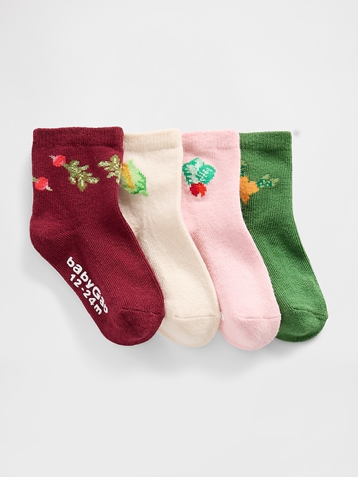 Image number 1 showing, Baby & Toddler Quarter Crew Socks (4-Pack)