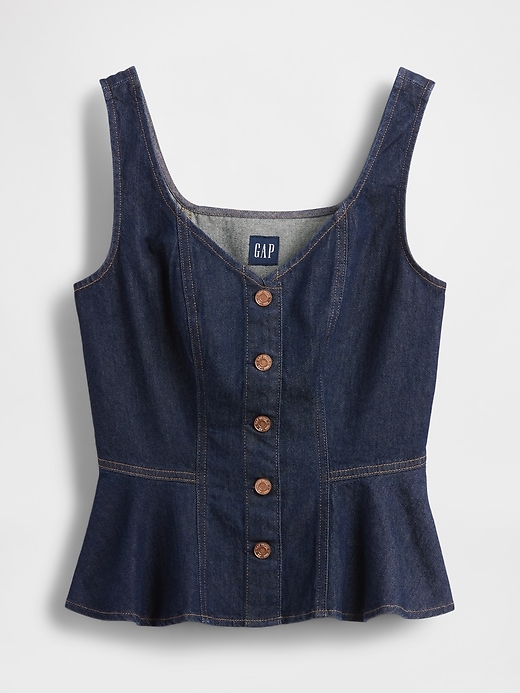 Image number 5 showing, Denim Peplum Crop Tank Top
