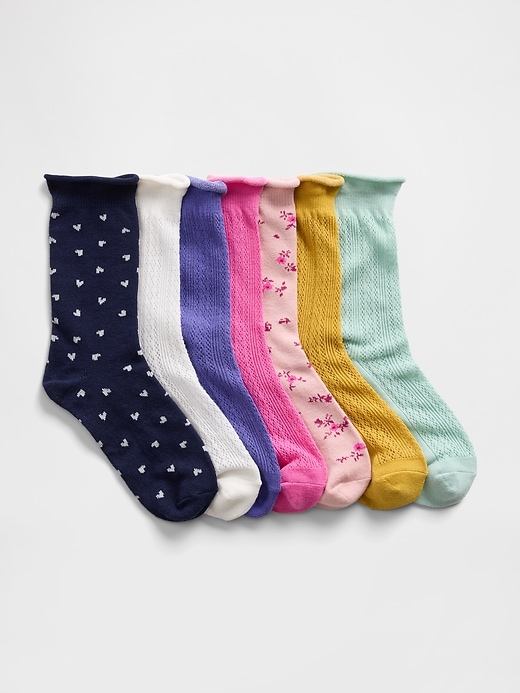 Image number 1 showing, Kids Pointelle Crew Socks (7-Pack)