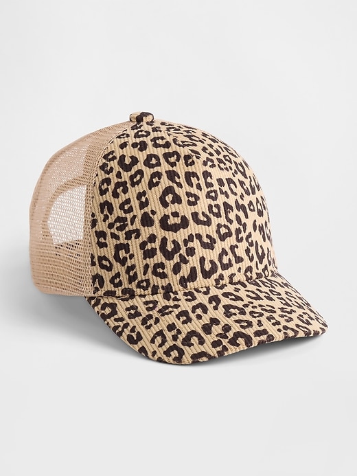 Image number 1 showing, Kids Leopard Corduroy Trucker Hat