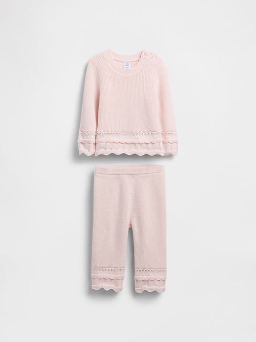 Image number 1 showing, Baby Scalloped Sweater Outfit Set