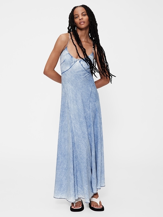 Image number 1 showing, GapStudio Draped Denim Slip Maxi Dress