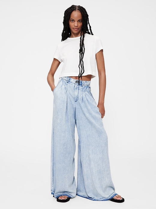 Image number 1 showing, GapStudio High Rise Draped Denim Trousers