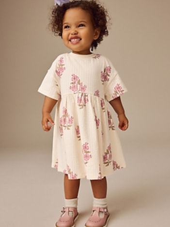 NEXT Toddler Textured Floral Jersey Dress