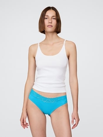 Organic Stretch Cotton Lace-Trim Hipster