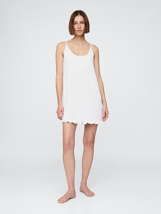 Image number 1 showing, Linen-Blend Ruffle PJ Dress