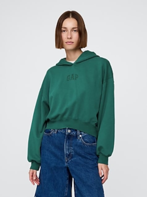 VintageSoft Crop Logo Hoodie