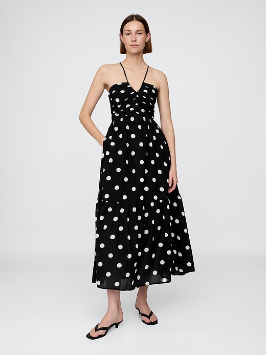 Image number 1 showing, Shirred Bodice Halter Maxi Dress