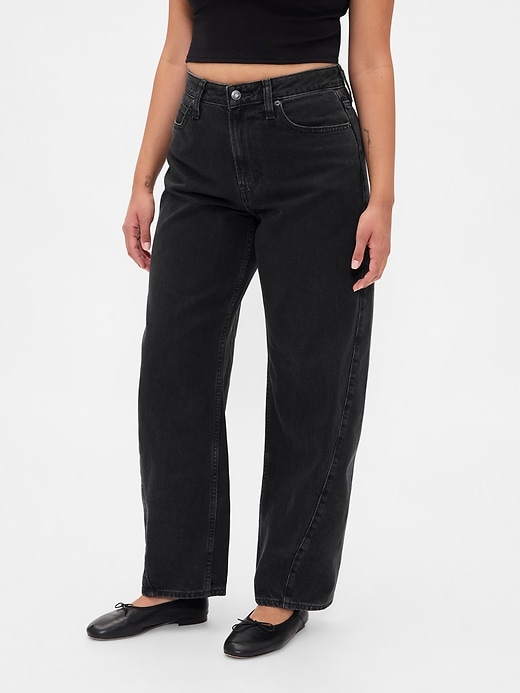 Image number 2 showing, Curvy High Rise Barrel Jeans