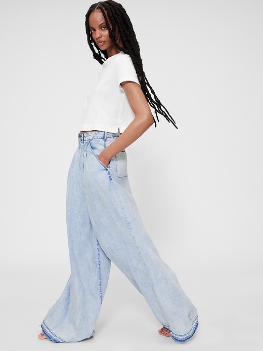 Image number 5 showing, GapStudio High Rise Draped Denim Trousers
