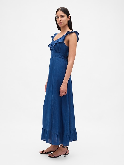 Image number 3 showing, Indigo Ruffle-Trim Maxi Dress