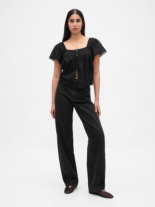 Image number 2 showing, Lace-Trim Square-Neck Top