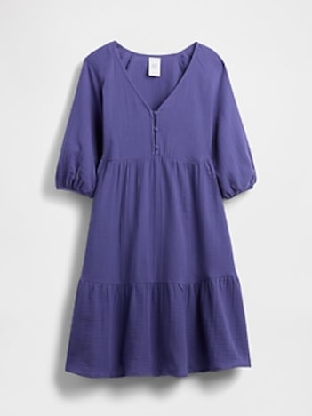 Maternity Crinkle Gauze Tiered Dress