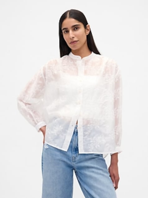 Sheer Voile Floral Shirt