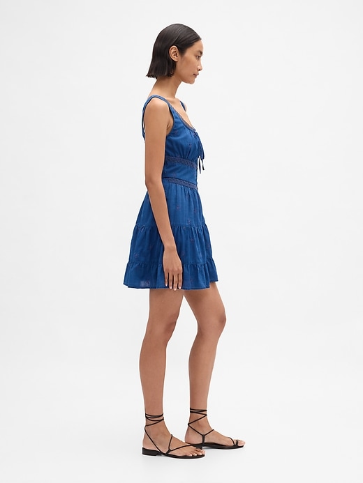 Image number 3 showing, Lace-Trim Tiered Mini Dress