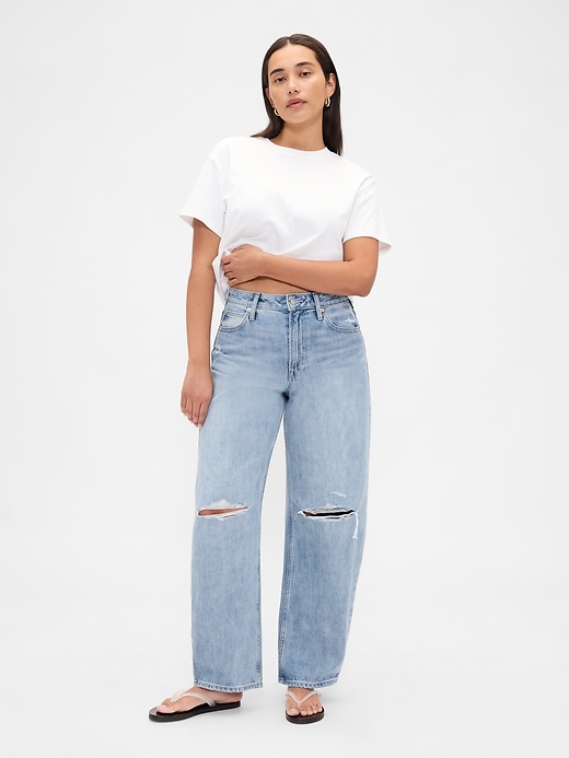 Image number 1 showing, Curvy High Rise Barrel Jeans