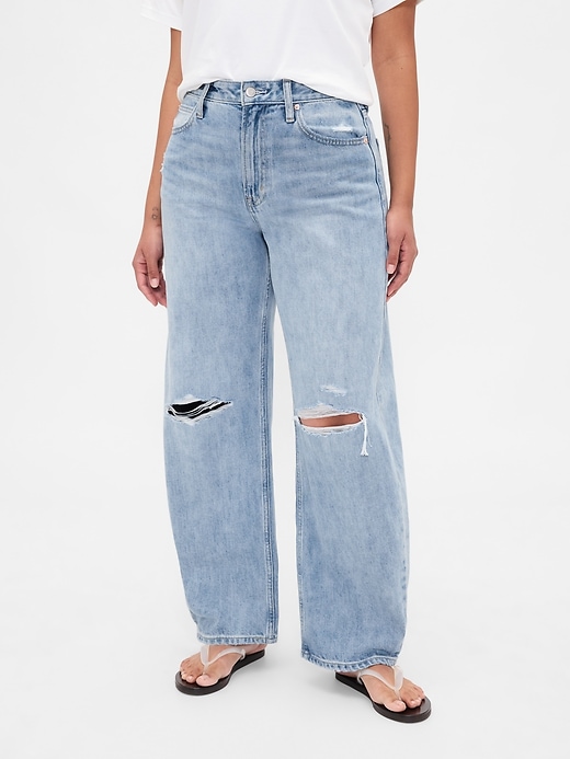 Image number 2 showing, Curvy High Rise Barrel Jeans