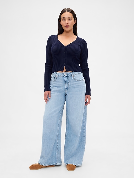 Image number 1 showing, Curvy Mid Rise UltraSoft Baggy Jeans