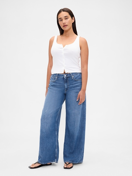 Image number 1 showing, Curvy Mid Rise UltraSoft Baggy Jeans