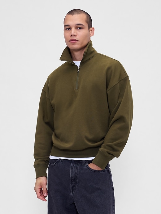Image number 1 showing, Heavyweight Oversized Quarter-Zip Pullover