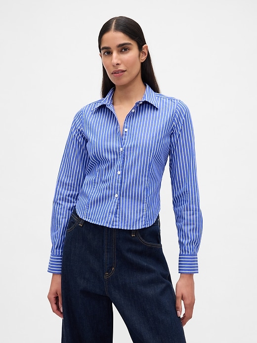 Image number 1 showing, Organic Cotton Fitted Crop Shirt