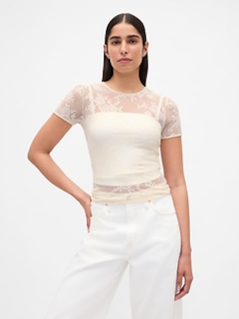 Floral Lace Mesh Top