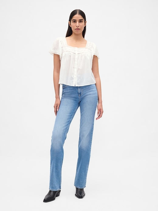 Image number 2 showing, Lace-Trim Square-Neck Top