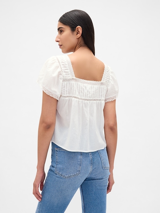 Image number 3 showing, Lace-Trim Square-Neck Top