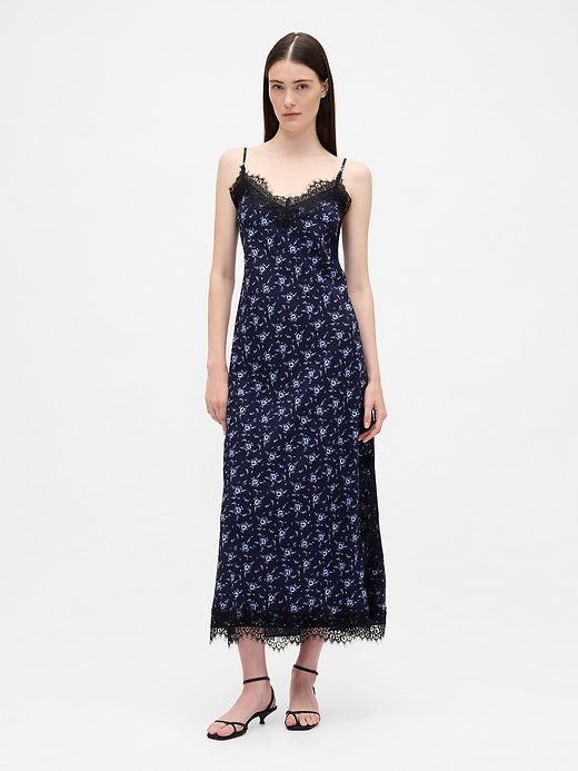 Image number 1 showing, Lace-Trim Maxi Slip Dress