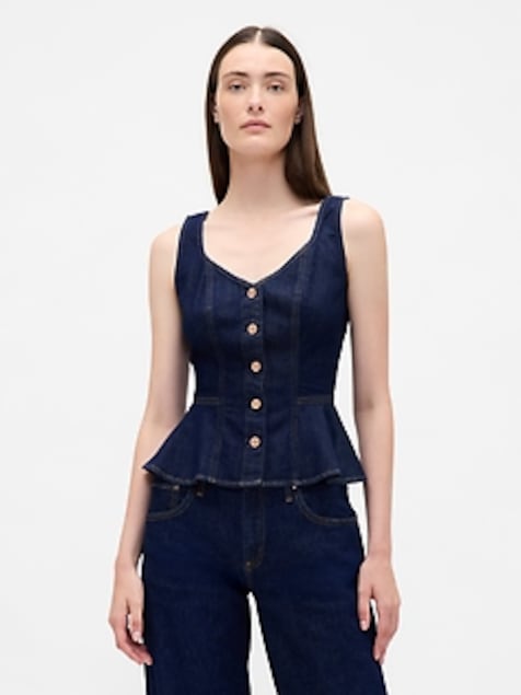 Denim Peplum Tank Top