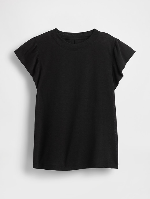 Image number 4 showing, Linen-Blend Flutter-Sleeve T-Shirt