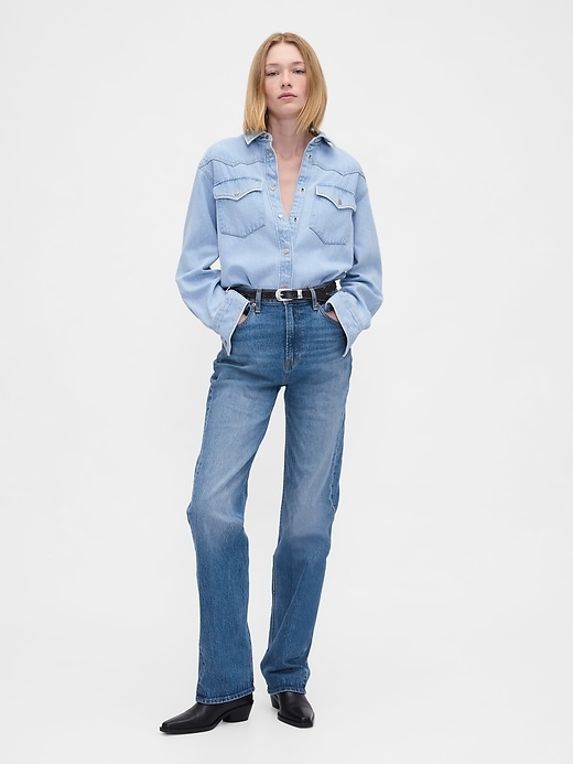 Image number 1 showing, High Rise Relaxed Straight Jeans
