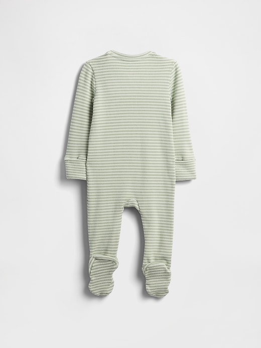 Image number 2 showing, Baby Softspun Waffle Bear Pocket Footed One-Piece