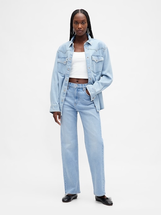 Image number 1 showing, High Rise Relaxed Straight Jeans
