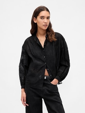 Sheer Voile Floral Shirt