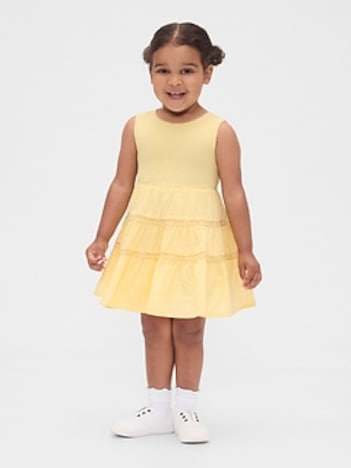 Baby & Toddler Lace-Trim Mixed Media Dress