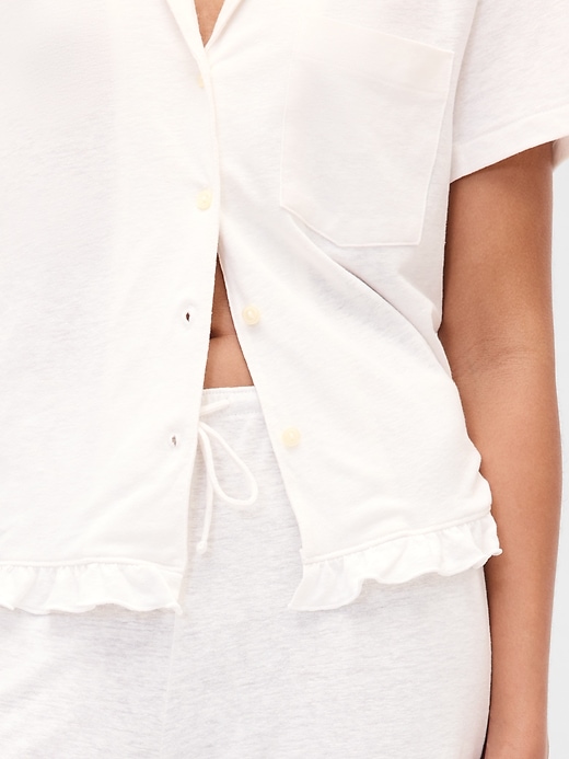 Image number 2 showing, Linen-Blend Ruffle PJ Pants