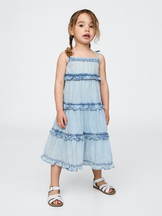 Image number 2 showing, Baby & Toddler Ruffle Tiered Denim Dress