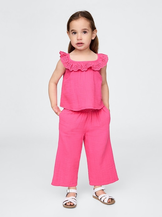 Image number 2 showing, Baby & Toddler Gauze Eyelet Ruffle Outfit Set