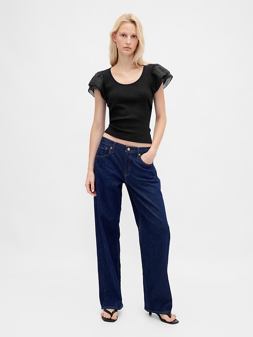 Image number 2 showing, Modern Ruffle Puff-Sleeve Crop T-Shirt