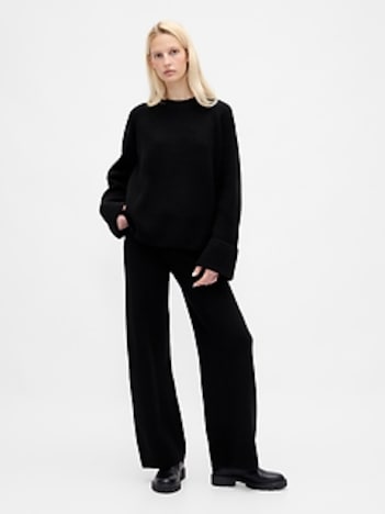 CashSoft Shaker-Stitch Sweater Pants