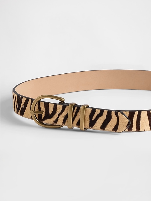 Image number 3 showing, Tiger Print Calf Hair Belt