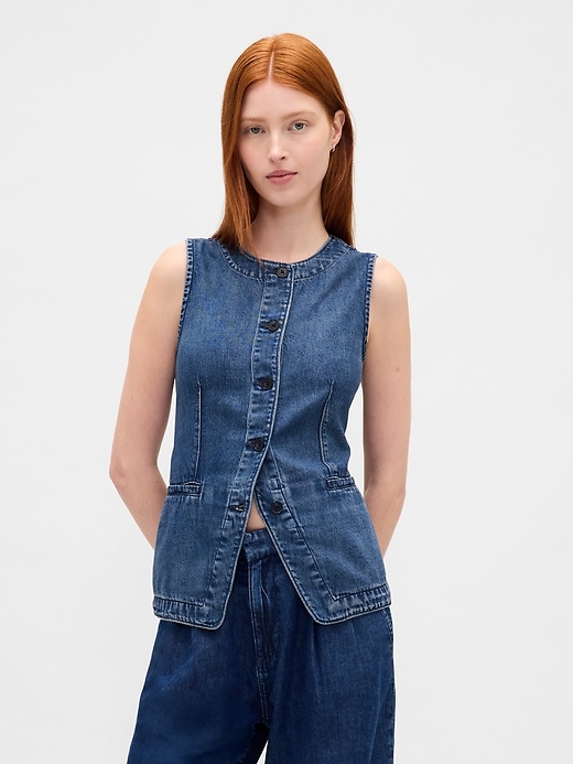 Image number 1 showing, UltraSoft Denim Longline Vest