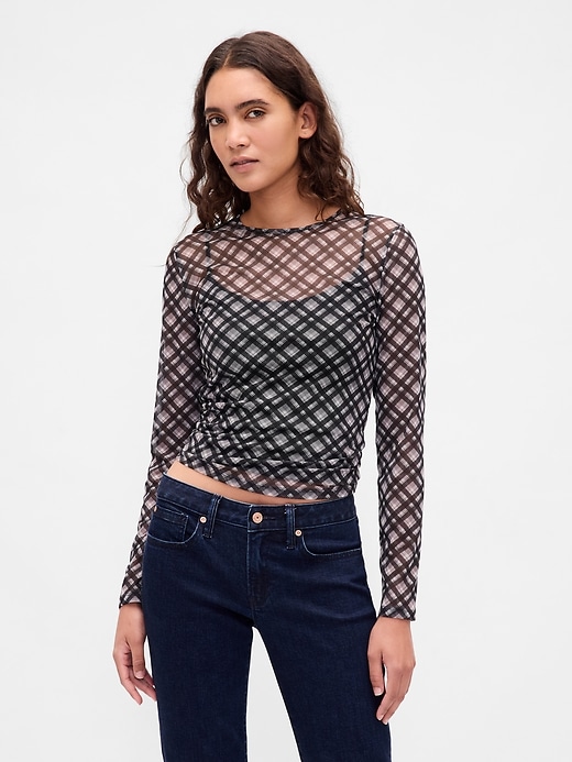 Image number 1 showing, Mesh Crop T-Shirt