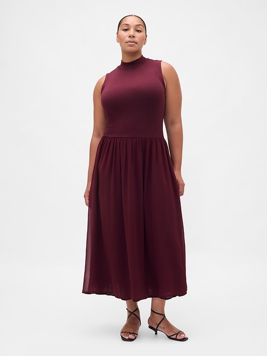Image number 5 showing, Modern Mockneck Mixed Media Maxi Dress