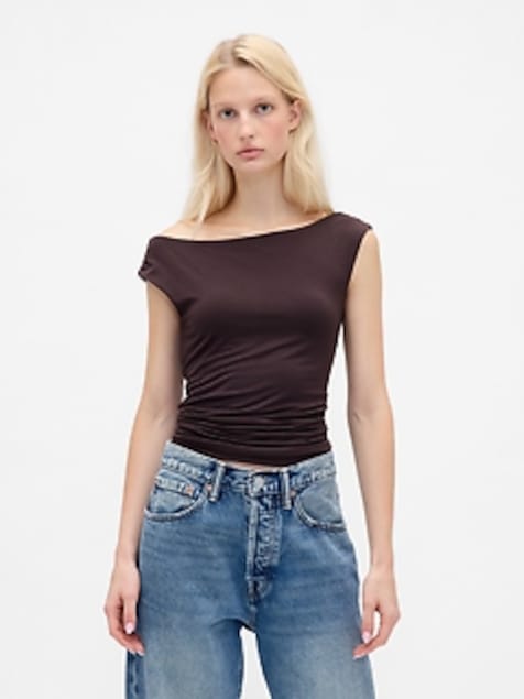 Off-Shoulder Ruched Crop Top