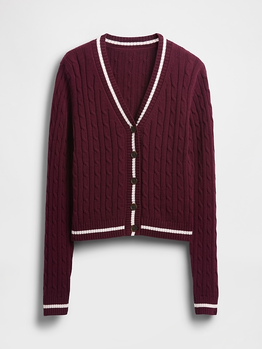 Image number 5 showing, 100% Cotton Cable-Knit Cardigan