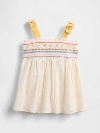 Baby Embroidered Tie-Shoulder Dress