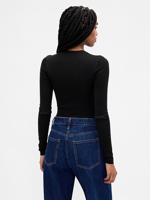 Image number 3 showing, Sheer Rib Sweater Bodysuit