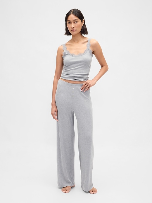 Image number 1 showing, Mini Rib Wide-Leg PJ Pants